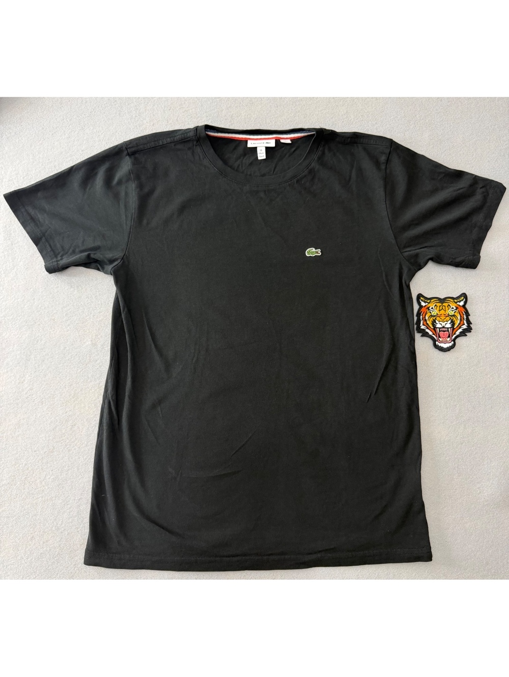 243/311 Lacoste T-Shirt Black Classic Croc Logo Men’s Size 16 Short Sleeve M